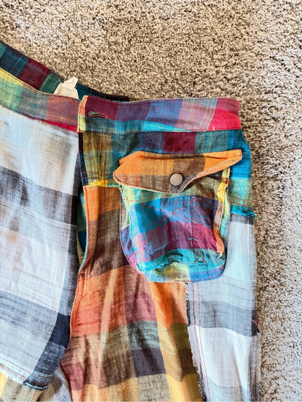 Oli & Hali Multicolor Plaid Wide-Leg Patchwork Pants - Picture 4 of 8